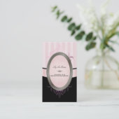 PixDezinesブラック、ピンク、ホワイト、調整可能なストライプ 名刺 (スタンド正面)