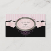 PixDezinesブラック、ピンク、ホワイト、調整可能なストライプ 名刺 (裏面)