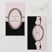 PixDezinesブラック、ピンク、ホワイト、調整可能なストライプ 名刺 (正面/裏面)