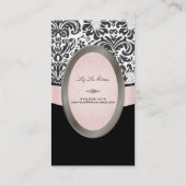 PixDezinesブラック、ピンク、ホワイトFidora Damask 名刺 (裏面)