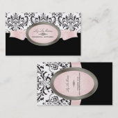 PixDezinesブラック、ピンク、ホワイトRossi Damask 名刺 (正面/裏面)