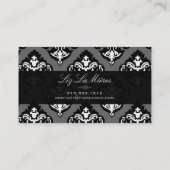 PixDezinesブラック+ホワイトオリビアダマスク 名刺 (裏面)