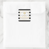 PixDezinesブラック+ホワイトストライプ(ユダヤ教の)バル・ミツバーリターン追加 スクエアシール (バッグ)