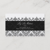 PixDezinesブラック+ホワイトセラインヴィンテージダマスク 名刺 (裏面)