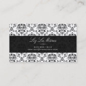PixDezinesブラック+ホワイトドルチェヴィンテージダマスク 名刺 (裏面)