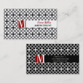 PixDezinesブラック+ホワイトレトロクローバー 名刺 (正面/裏面)