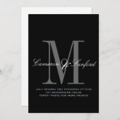 PixDezinesブラック+ホワイト結婚ズ 招待状 (正面/裏面)