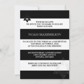 PixDezinesブラック/ホワイト/ストライプバー（ユダヤ教の）バル・ミツバー 招待状 (裏面)