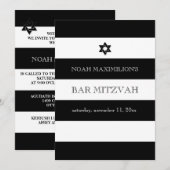 PixDezinesブラック/ホワイト/ストライプバー（ユダヤ教の）バル・ミツバー 招待状 (正面/裏面)