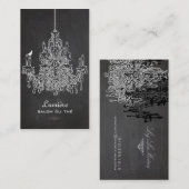 PixDezinesブラック+ホワイトChandelier/chalkboard 名刺 (正面/裏面)