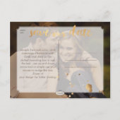 PixDezinesブラック/金ゴールドインク救（ばちゃばちゃ）跳ねる/私たちの日付 案内ポストカード (裏面)