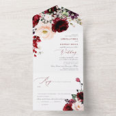 PixDezinesブルゴーニュ赤面H2花 オールインワン招待状 (内側)