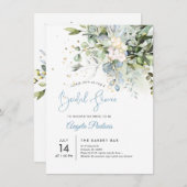 PixDezinesブルーガムユーカリブライダルシャワー 招待状 (正面/裏面)