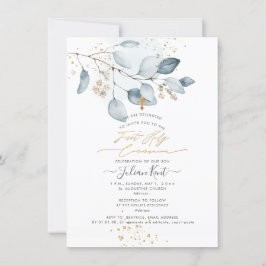 PixDezinesブルーガムユーカリ第1聖餐式 招待状