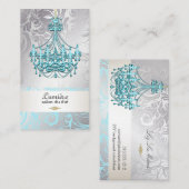 PixDezinesブルークリスタルシャンデリア/DIYカラー 名刺 (正面/裏面)