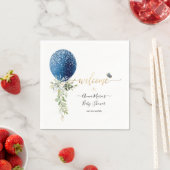 PixDezinesブルーグリッターバルーンAnyイベントへようこそ スタンダードカクテルナプキン (インサイチュ)