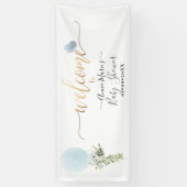 PixDezinesブルーグリッターバルーンAnyイベントへようこそ 横断幕 (縦)