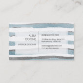 PixDezinesブルーフェイク+シルバーフォイルストライプズ 名刺 (裏面)