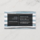 PixDezinesブルーフェイク+シルバーフォイルストライプズ 名刺 (裏面)