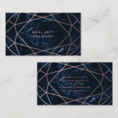 PixDezinesブルーマーブル+バラフェイク金ゴールド楕円カット 名刺 (正面/裏面)