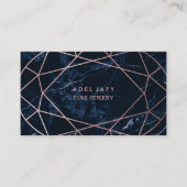 PixDezinesブルーマーブル+バラフェイク金ゴールド楕円カット 名刺 (正面)