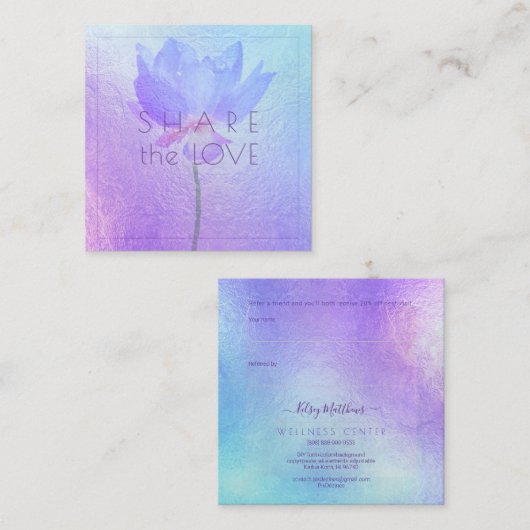 PixDezinesブルーロータス共有ザラブ スクエア名刺 (正面/裏面)