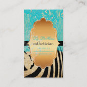 PixDezinesブルーヴィンテージレース+ゼブラ 名刺 (裏面)