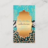 PixDezinesブルーヴィンテージレース+leopard+zebra 名刺 (裏面)