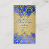 PixDezinesブルー王室のフローラダマスク/パフェイクーチメント 名刺 (裏面)