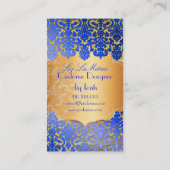 PixDezinesブルー王室のフローラダマスク/パフェイクーチメント 名刺 (裏面)