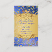 PixDezinesブルー王室のフローラダマスク/パフェイクーチメント 名刺 (裏面)