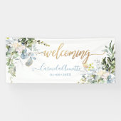 PixDezinesブルー素朴ガムユーカリ 横断幕 (横)