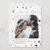 PixDezinesブルー赤面テラッツォ、写真救日 招待状 (正面)