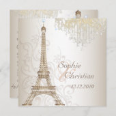 PixDezinesブロンズフェイクエッフェルタワー/シャンデリア 招待状 (正面/裏面)