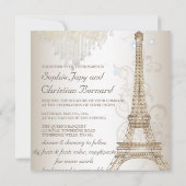 PixDezinesブロンズフェイクエッフェルタワー/シャンデリア 招待状 (裏面)