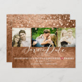 PixDezinesブロンズ/フォイルフェイク/写真は日付を保存 案内ポストカード (正面/裏面)