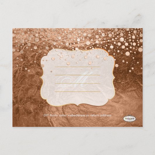 PixDezinesブロンズ/フォイルフェイク/写真は日付を保存 案内ポストカード (裏面)