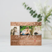 PixDezinesブロンズ/フォイルフェイク/写真は日付を保存 案内ポストカード (スタンド正面)