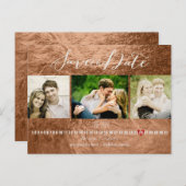 PixDezinesブロンズ/フォイルフェイク/写真は日付を保存 案内ポストカード (正面/裏面)