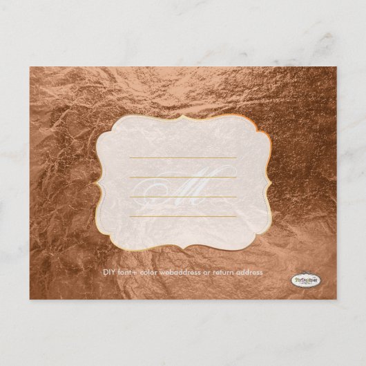 PixDezinesブロンズ/フォイルフェイク/写真は日付を保存 案内ポストカード (裏面)