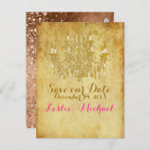 PixDezinesブロンズ/フォイルフェイク/写真は日付を保存 案内ポストカード (正面/裏面)