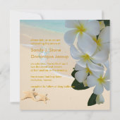 PixDezinesプルメリアレイ/ビーチ/ヒトデ熱帯 招待状 (裏面)