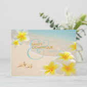 PixDezinesプルメリアLei+ヒトデ+ビーチ 招待状 (スタンド正面)