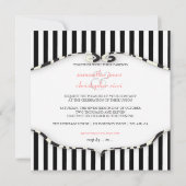 PixDezinesプレーンストライプ黒+白/ゼブラフレーム 招待状 (裏面)
