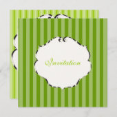 PixDezinesプレーンストライプ/diyカラー/緑 招待状 (正面/裏面)