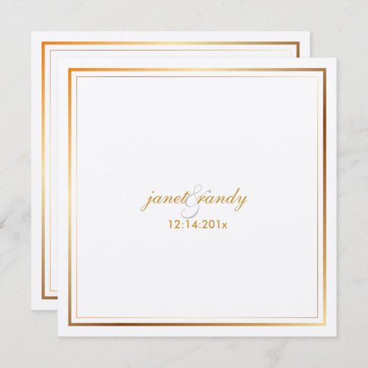 PixDezinesプレーンメタリック/ディバックグラウンドカラー 招待状 (正面/裏面)