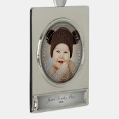 PixDezinesベビーの初めてのクリスマスホリデーフォト シルバープレートバナーオーナメント (右)