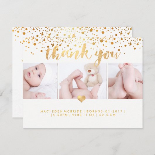 PixDezinesベビーシャワーありがとう/めまいがするフェイク金ゴールド ポストカード (正面/裏面)
