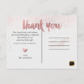 PixDezinesベビーシャワーありがとう/フェイクバラ金ゴールド 案内ポストカード (裏面)