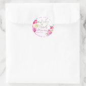 PixDezinesベビーシャワー、フローラ水彩、Peonie ラウンドシール (バッグ)